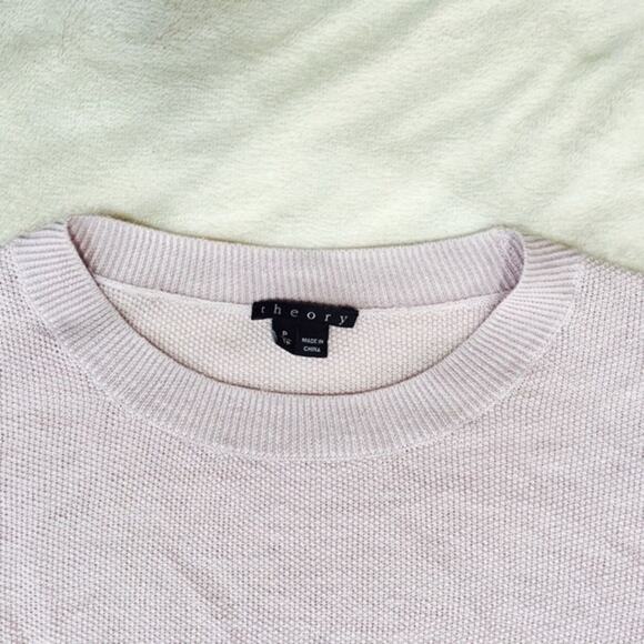 Theory thin knit lilac crewneck 3/4 sleeve sweater | Sz S - Picture 3 of 5